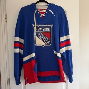 NHL New York Rangers Blue and Red Hoodie Sweater